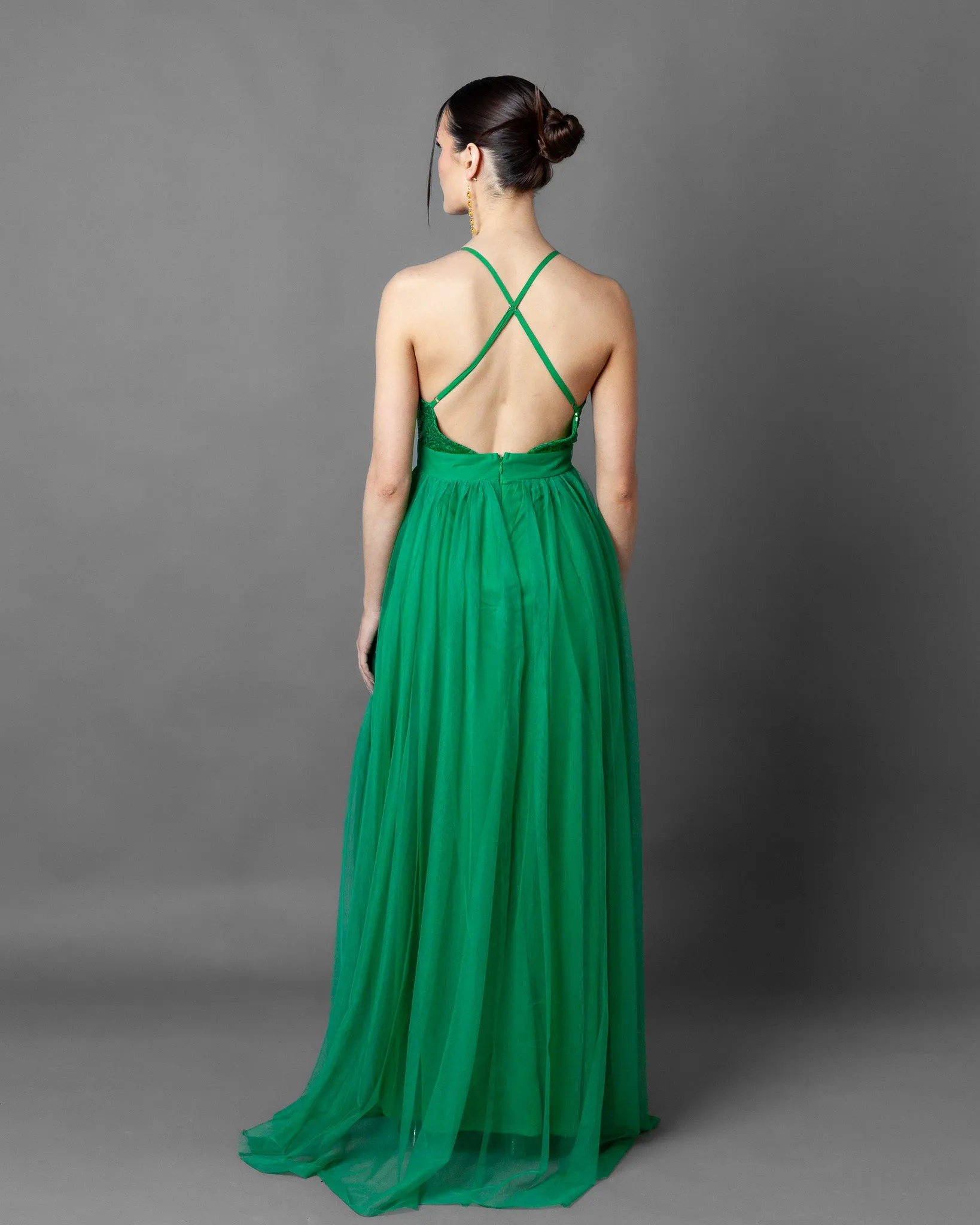 Jakarta Sequin Tulle Maxi Gown
