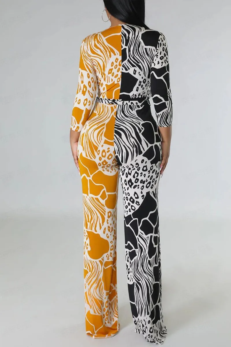 JE472 Graphic Wide Leg Jumpsuits