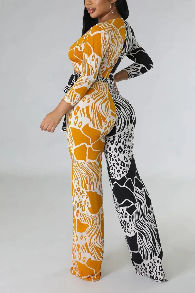 JE472 Graphic Wide Leg Jumpsuits