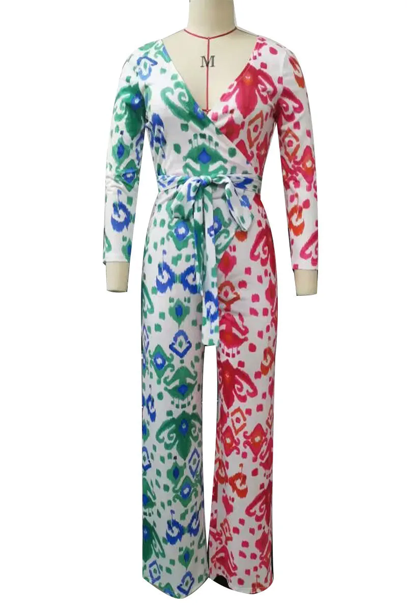 JE472 Graphic Wide Leg Jumpsuits