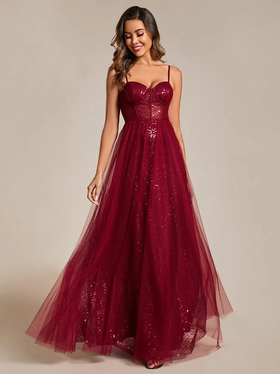Jemima sequin and tulle corset ball dress