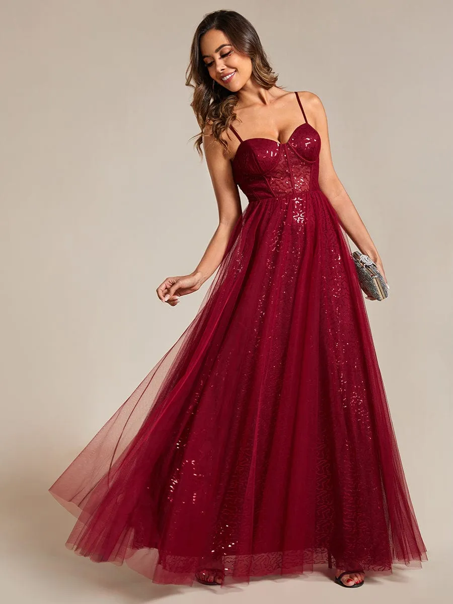 Jemima sequin and tulle corset ball dress
