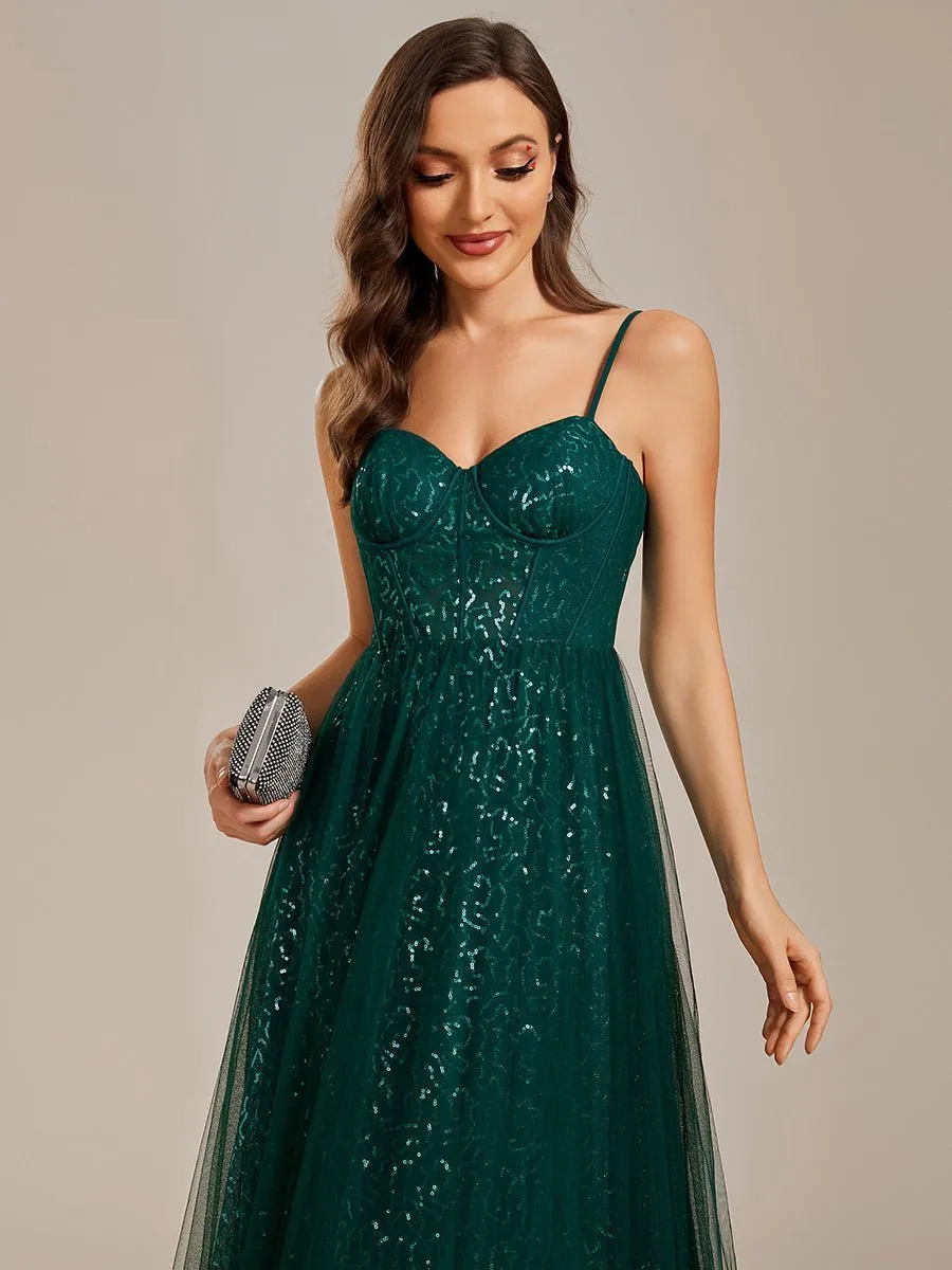 Jemima sequin and tulle corset ball dress