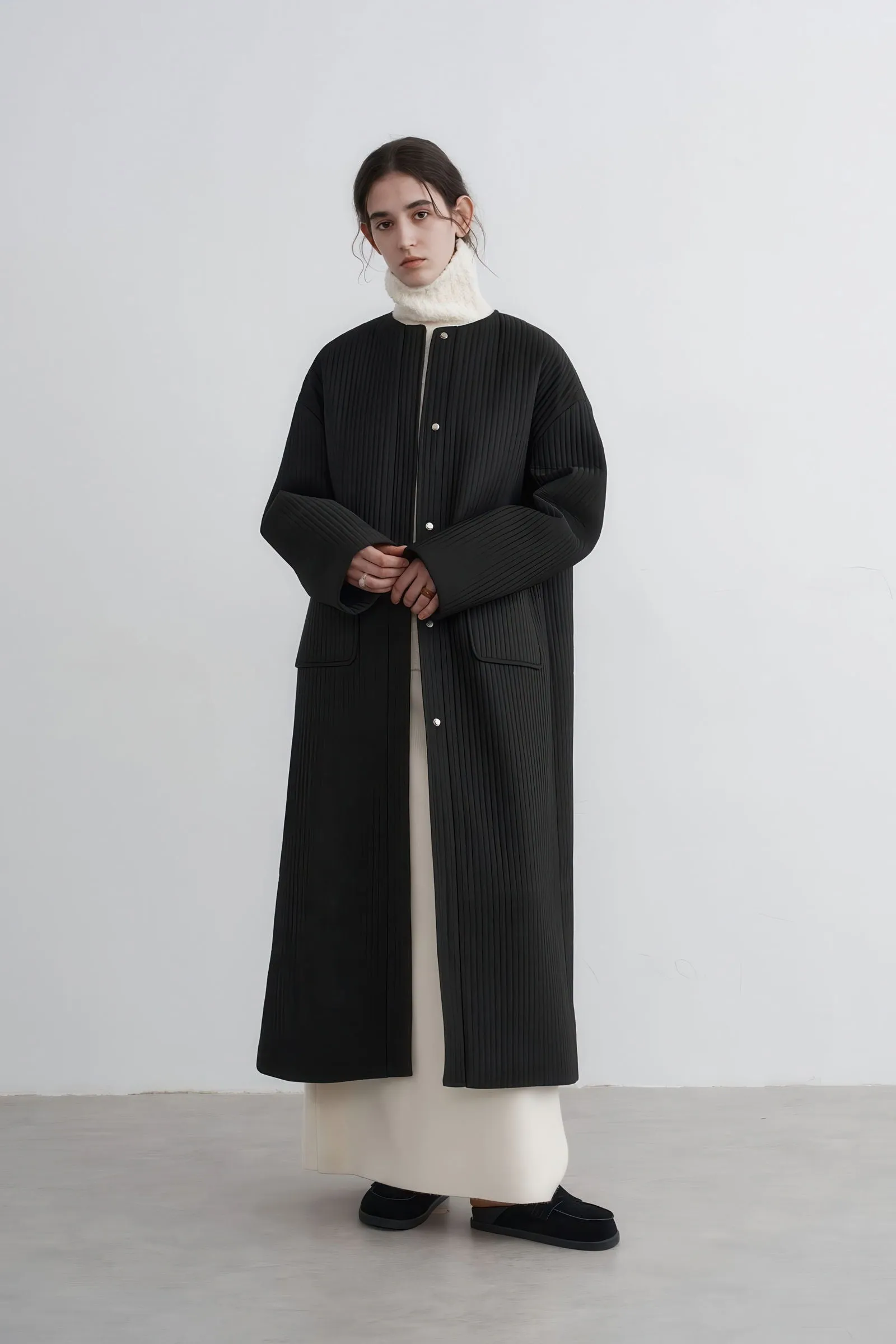 Longline Oversized Puffer Coat - Women's Luxe Winter Casual Overknee Jacket