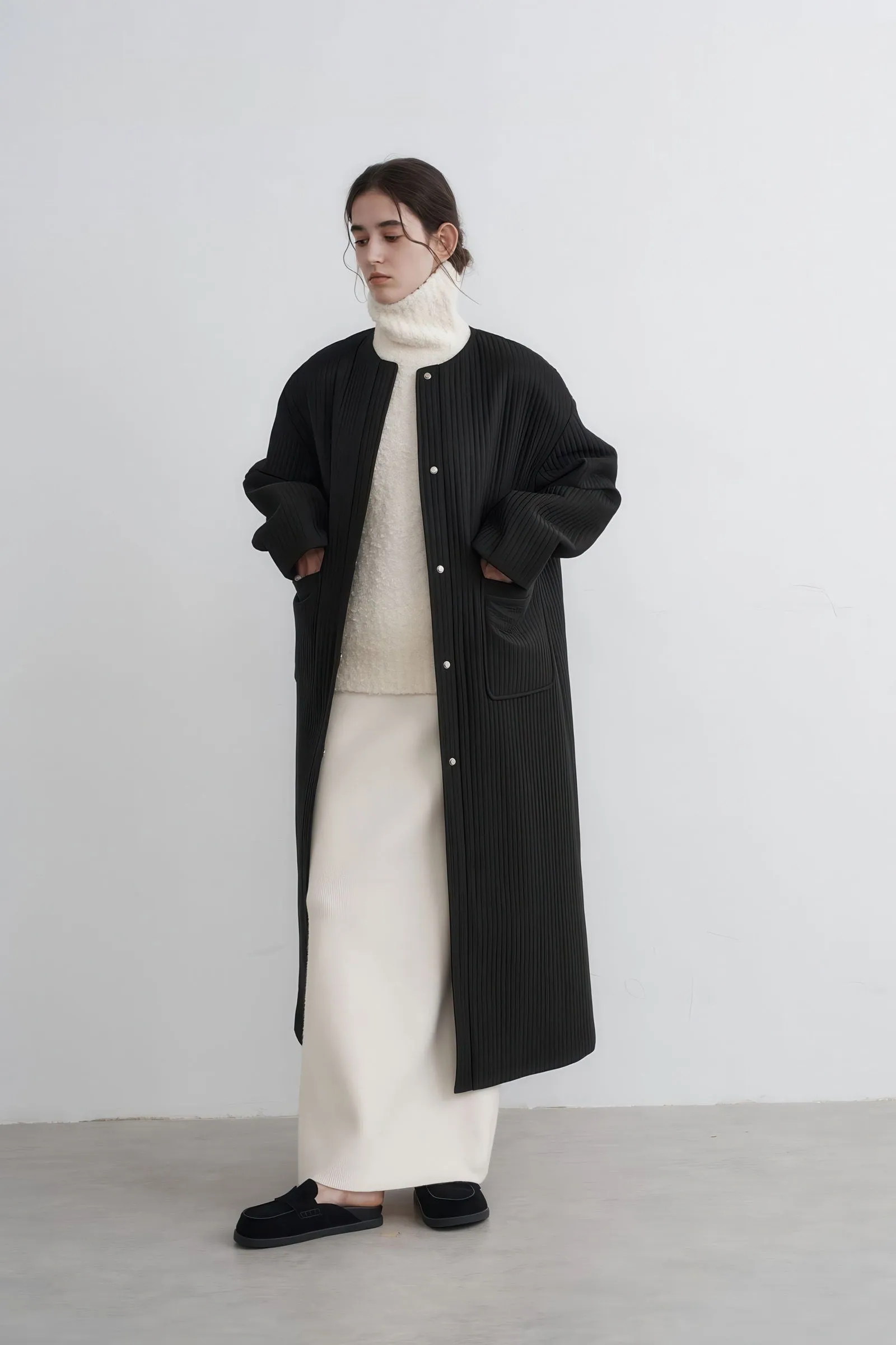 Longline Oversized Puffer Coat - Women's Luxe Winter Casual Overknee Jacket