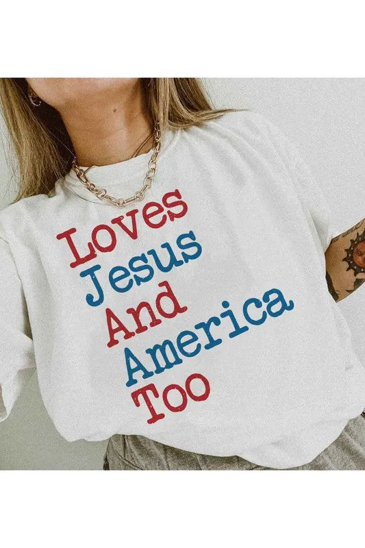LOVES JESUS AND AMERICA GRAPHIC TEE / T-SHIRT