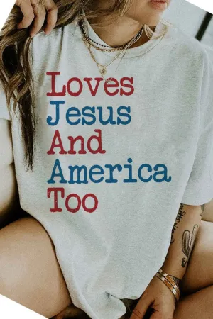 LOVES JESUS AND AMERICA GRAPHIC TEE / T-SHIRT
