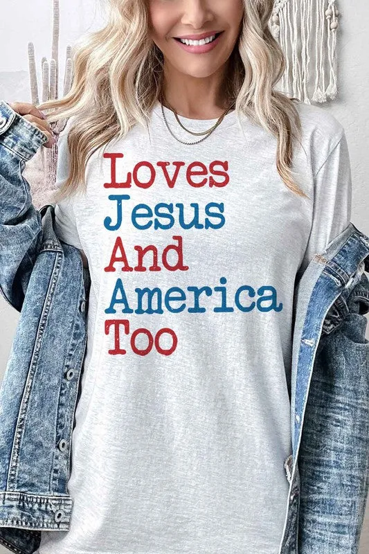 LOVES JESUS AND AMERICA GRAPHIC TEE / T-SHIRT
