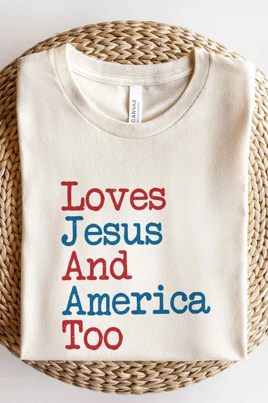 LOVES JESUS AND AMERICA GRAPHIC TEE / T-SHIRT