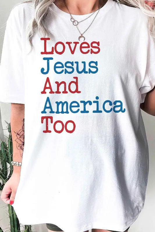 LOVES JESUS AND AMERICA GRAPHIC TEE / T-SHIRT
