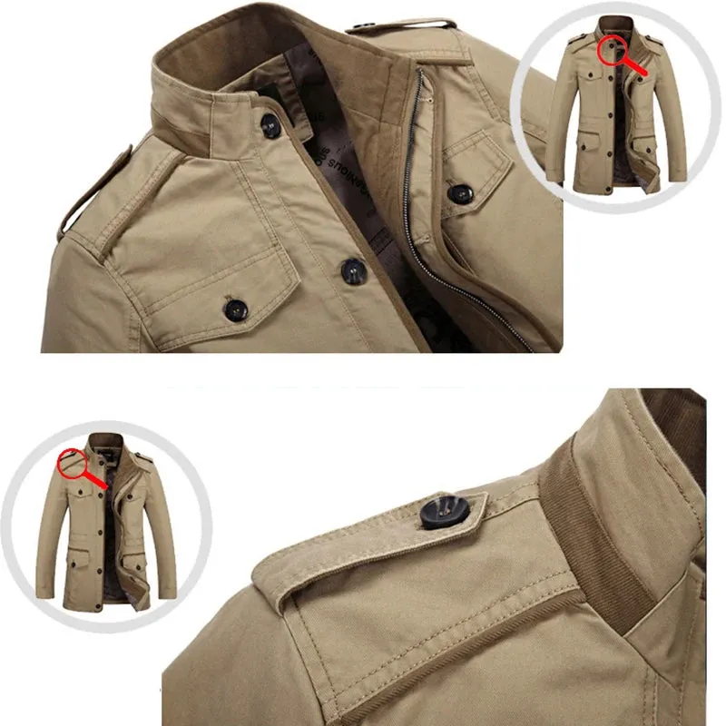 Men's Oversized Windbreaker Jacket - Classic Washed Cotton Trench Coat, Casual Autumn Long Style, Sizes up to 6XL
