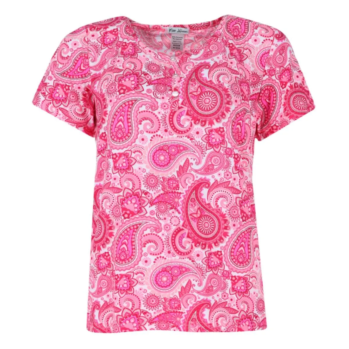 Miss Lillian Women's Plus Size Paisley Henley Short Sleeve and Shorts Set