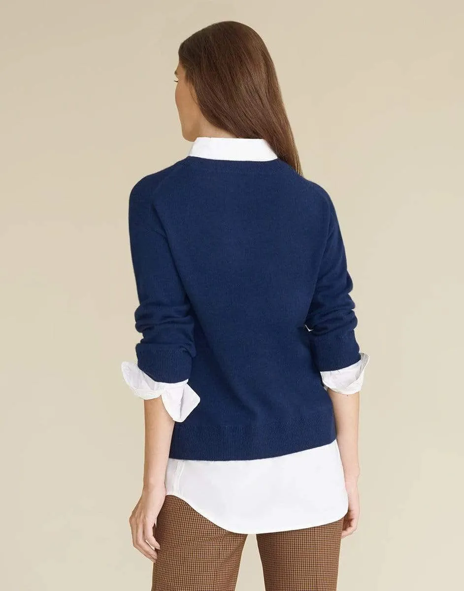 Navy Brami Mixed-Media Sweater