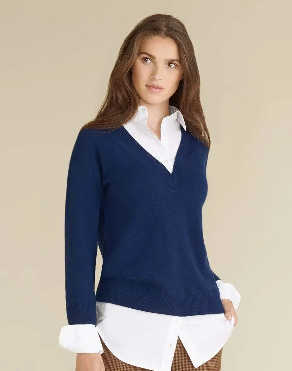 Navy Brami Mixed-Media Sweater