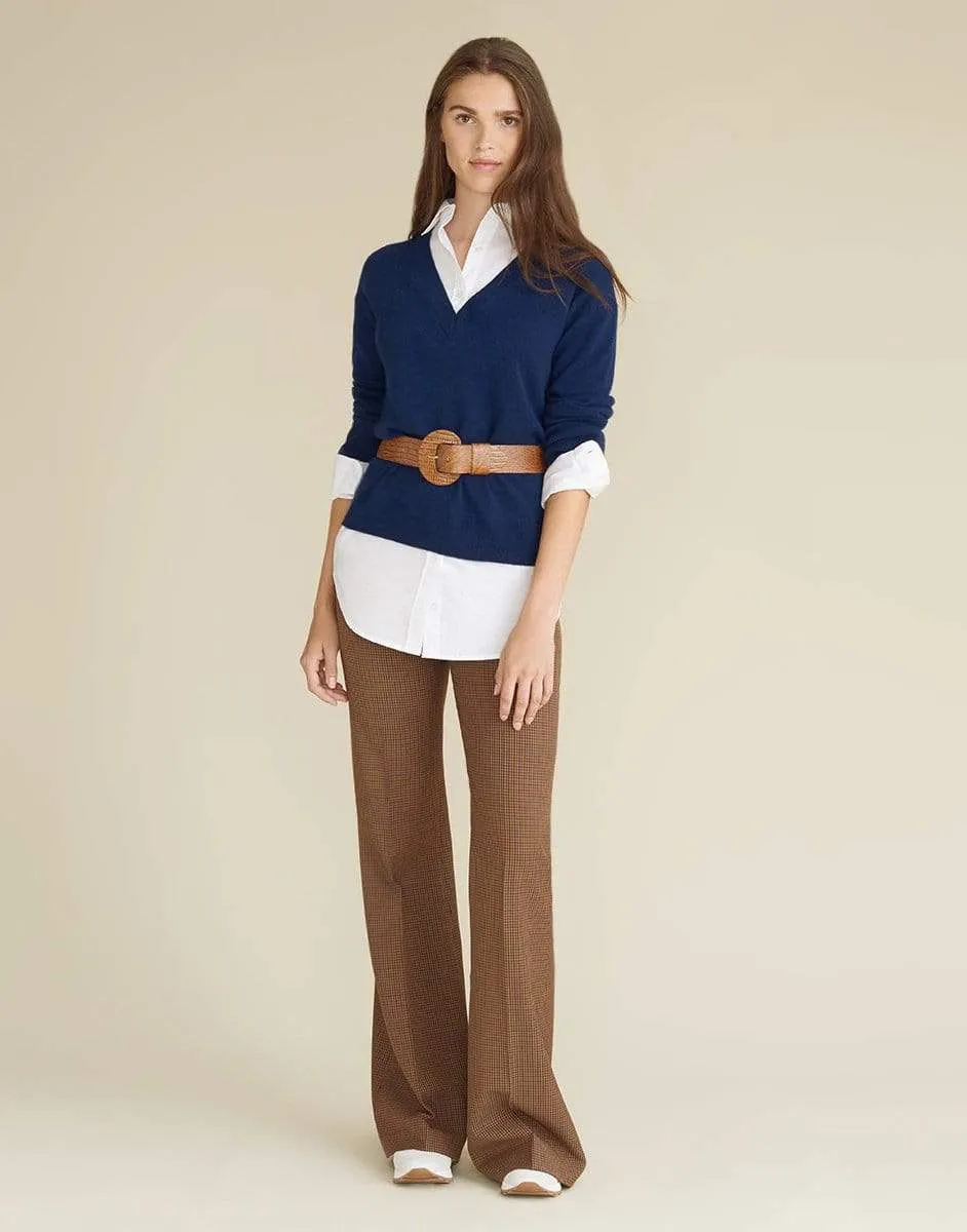 Navy Brami Mixed-Media Sweater