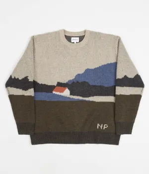 Norse Projects Rune Landscape Knitted Sweatshirt - Utility Khaki