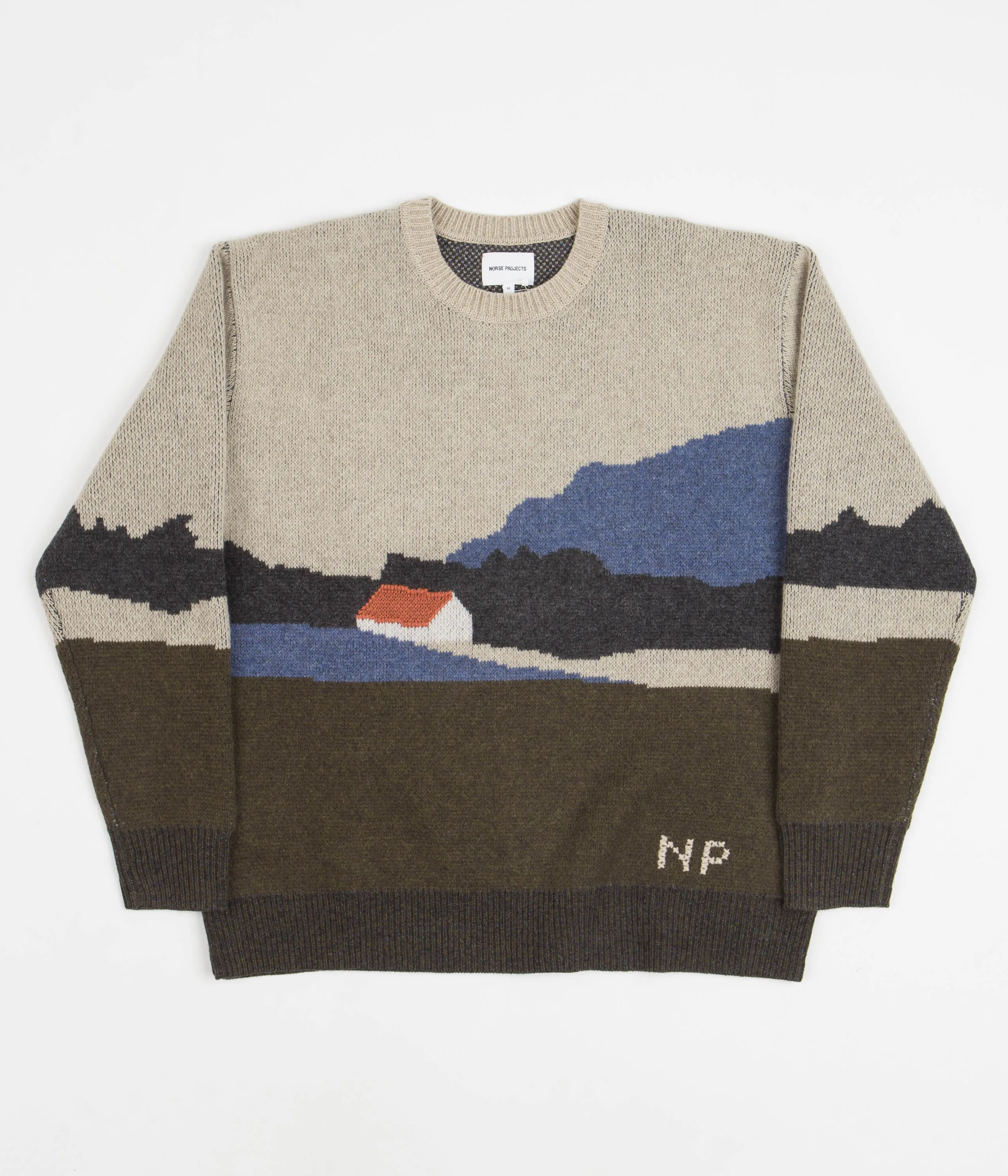 Norse Projects Rune Landscape Knitted Sweatshirt - Utility Khaki