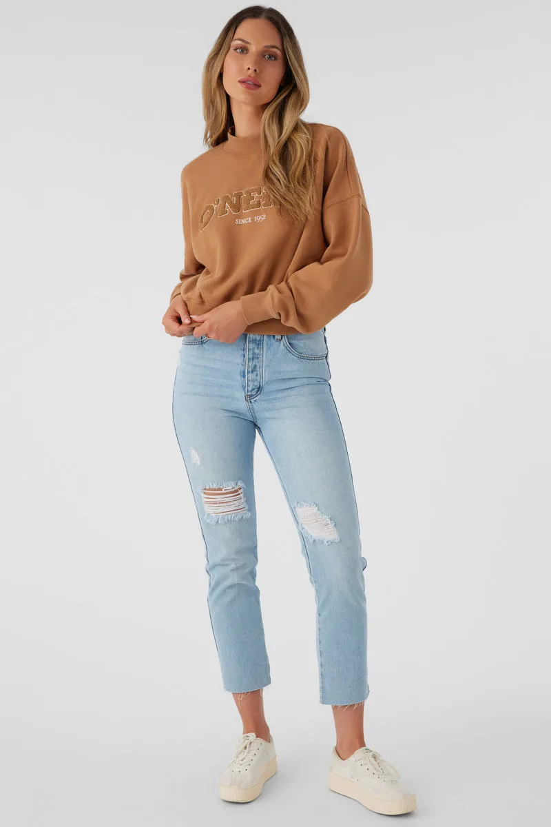 O'Neill Moment Crop Sweatshirt-Tobacco Brown