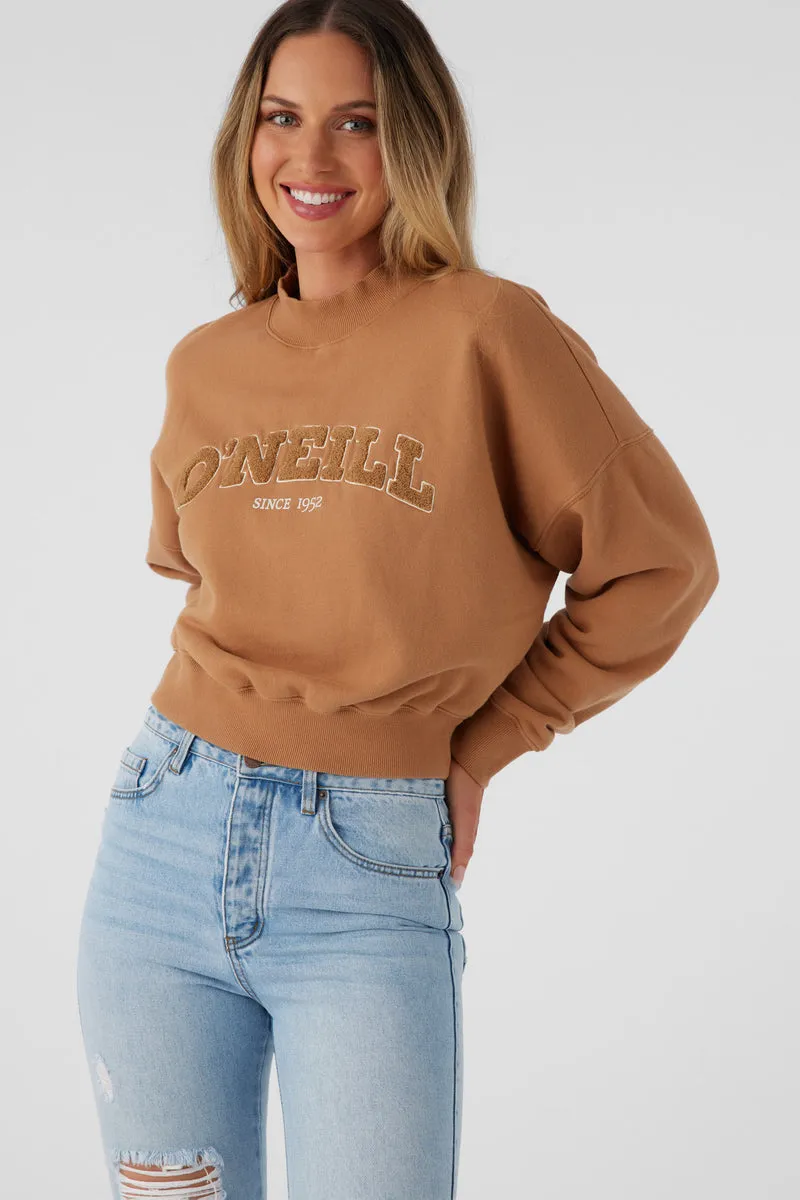 O'Neill Moment Crop Sweatshirt-Tobacco Brown