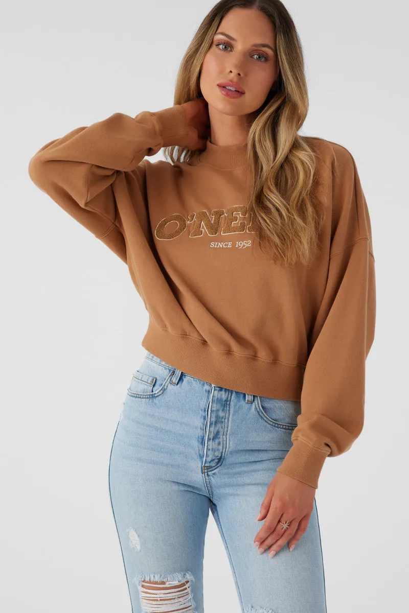 O'Neill Moment Crop Sweatshirt-Tobacco Brown