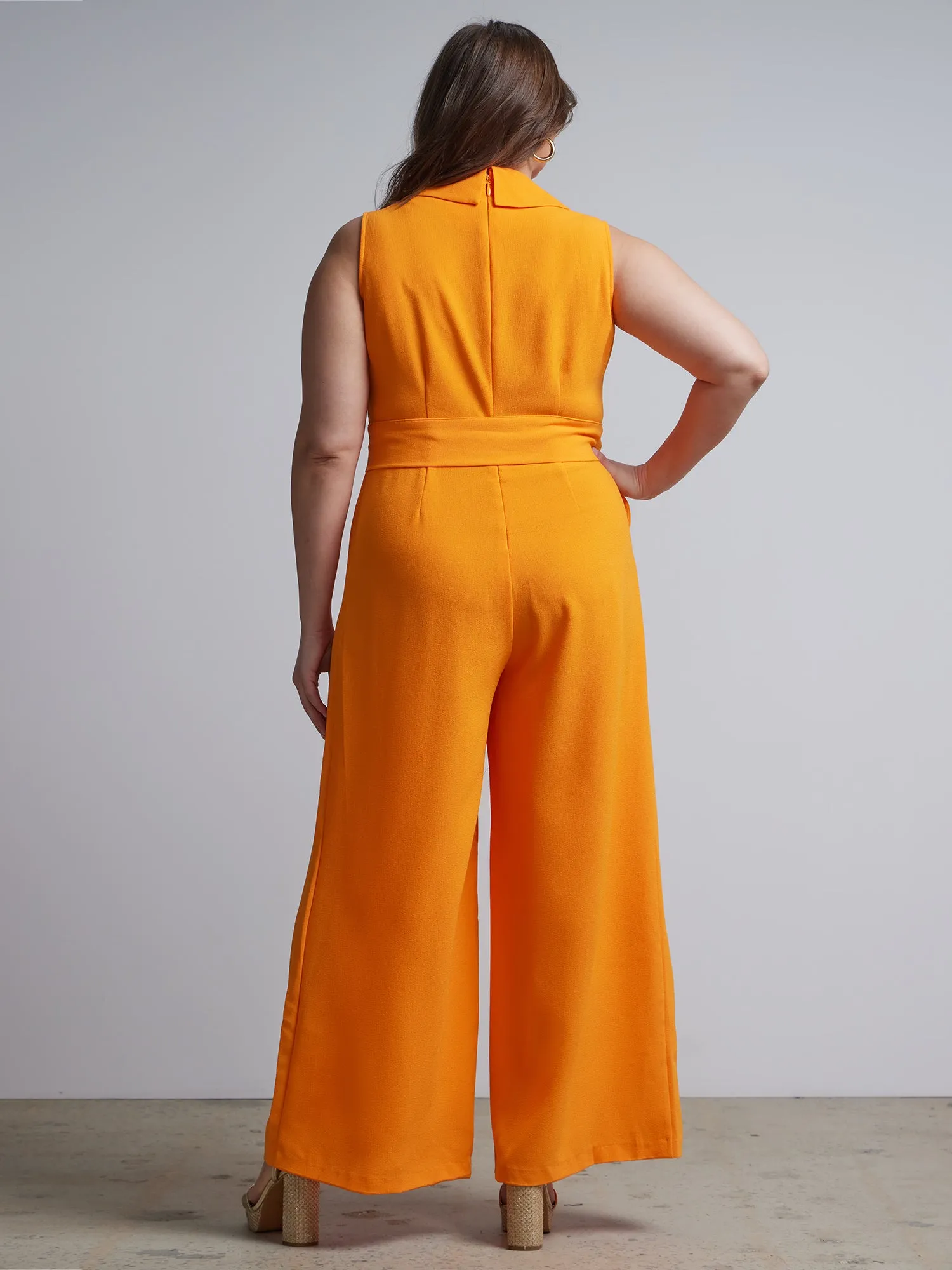 Plus Belted Blazer Jumpsuit