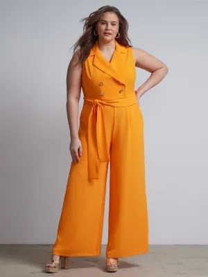 Plus Belted Blazer Jumpsuit
