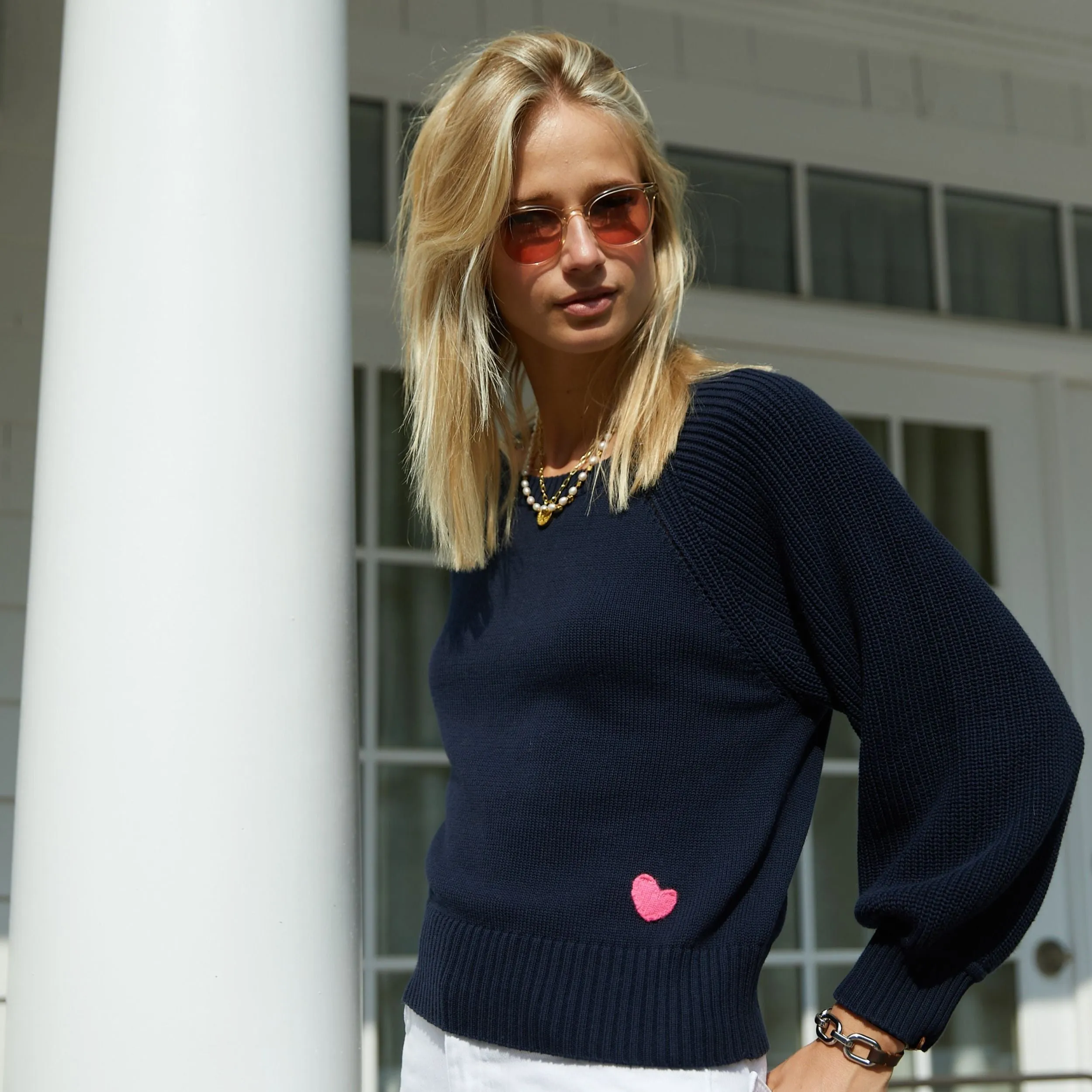 Puff Sleeve Pullover Sweater  ~ Navy