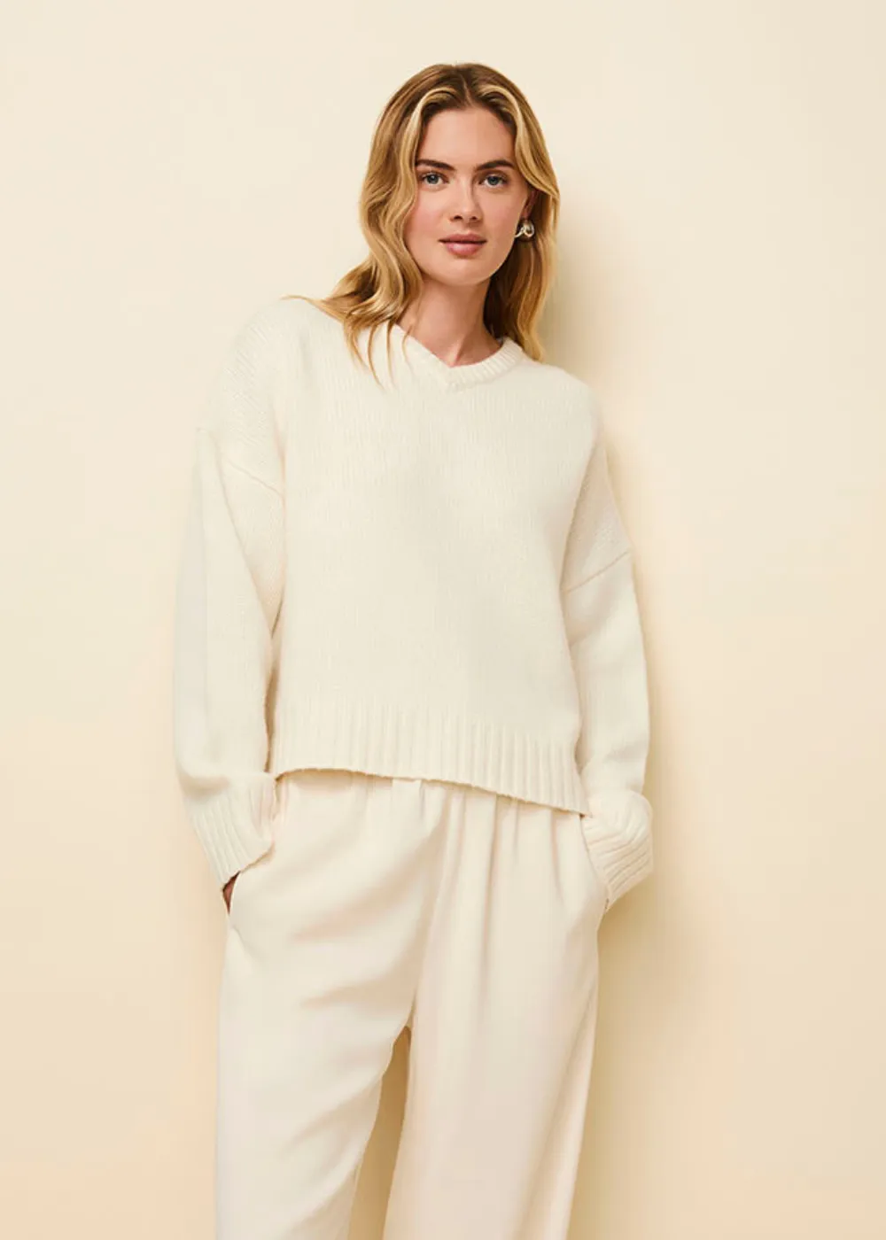 Reva Chunky Cashmere Sweater Ecru