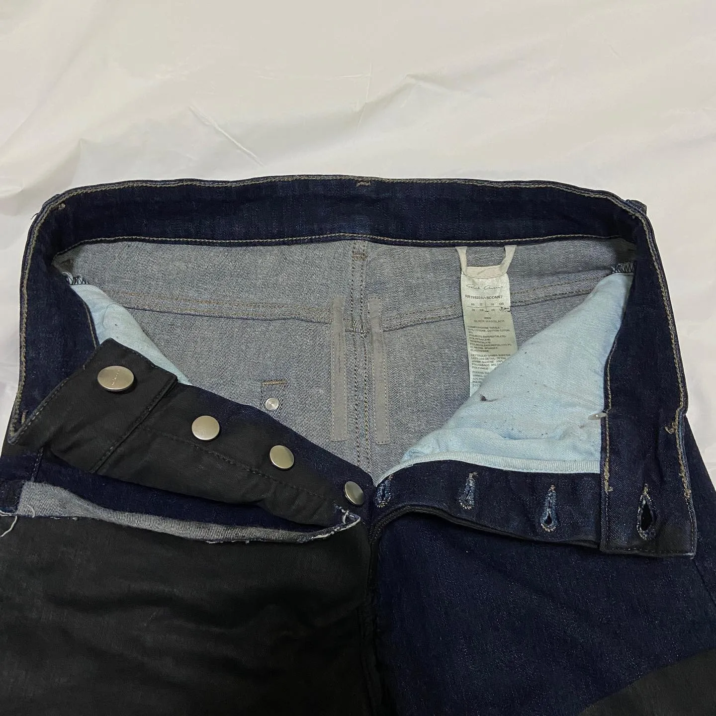 Rick owens Detroit black waxed combo jeans 28