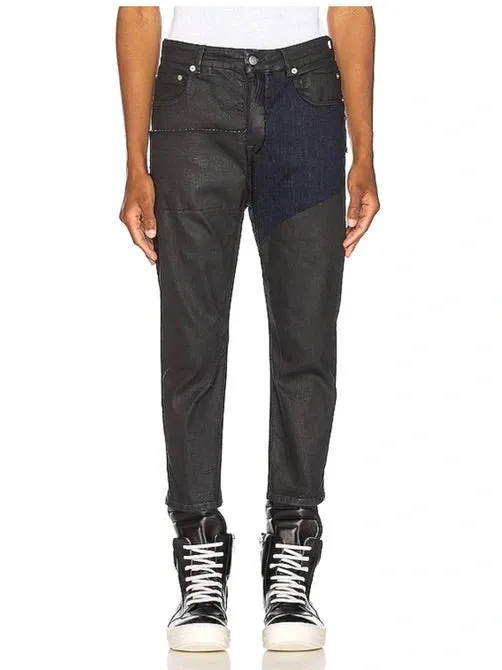 Rick owens Detroit black waxed combo jeans 28