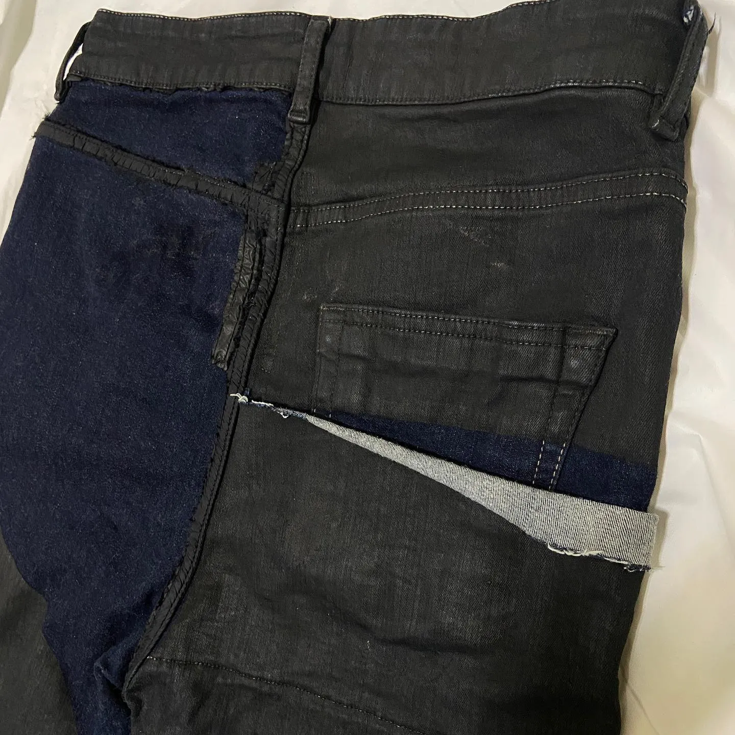 Rick owens Detroit black waxed combo jeans 28