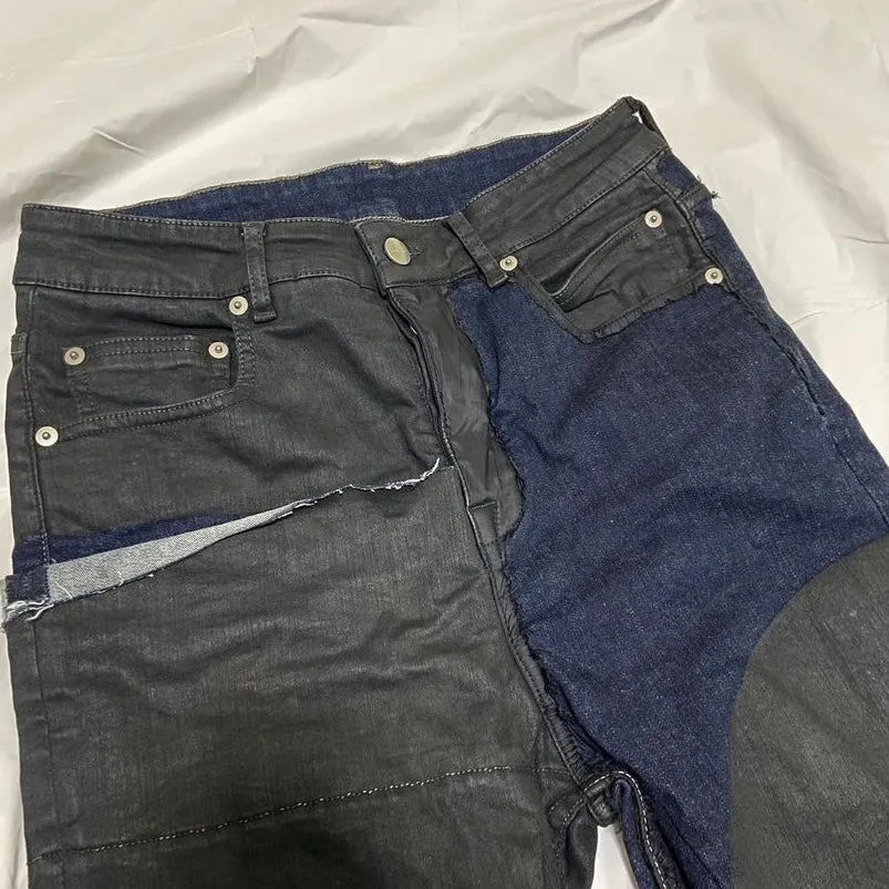 Rick owens Detroit black waxed combo jeans 28