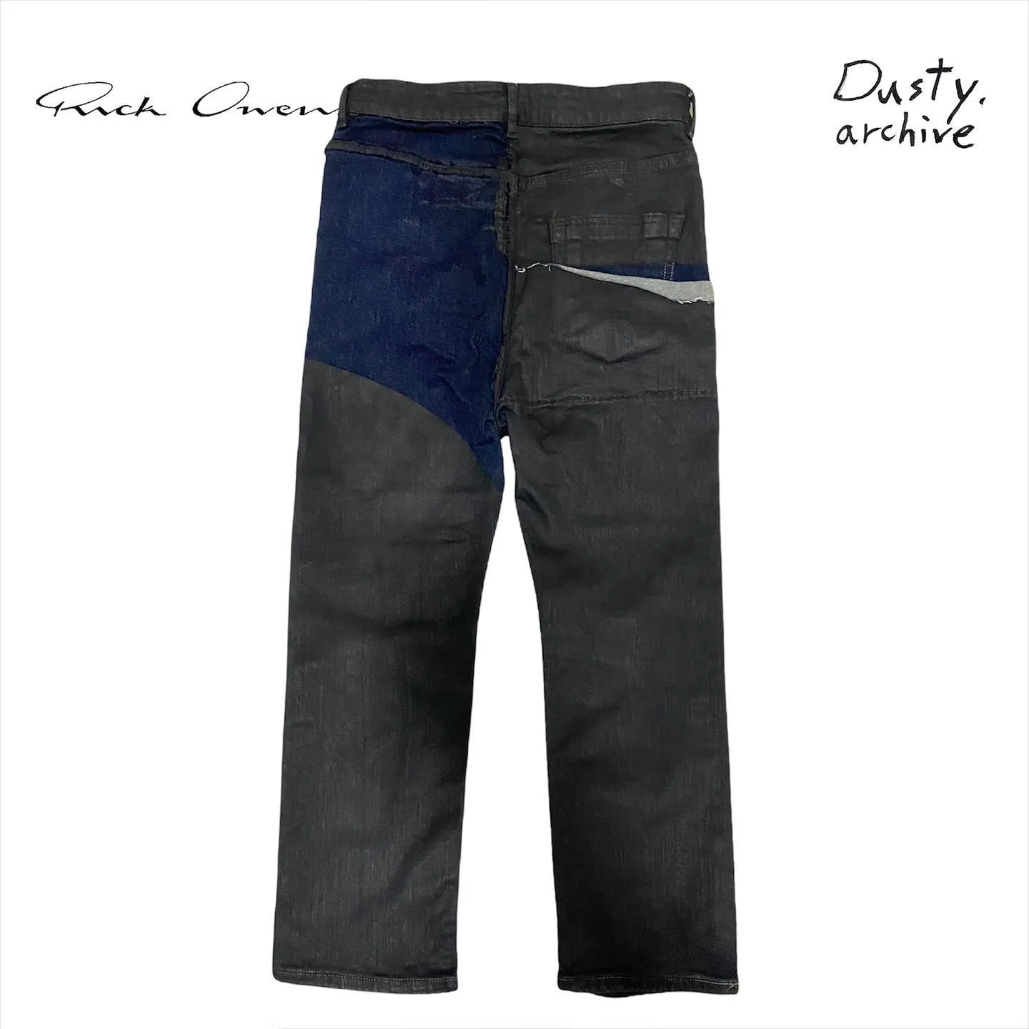 Rick owens Detroit black waxed combo jeans 28