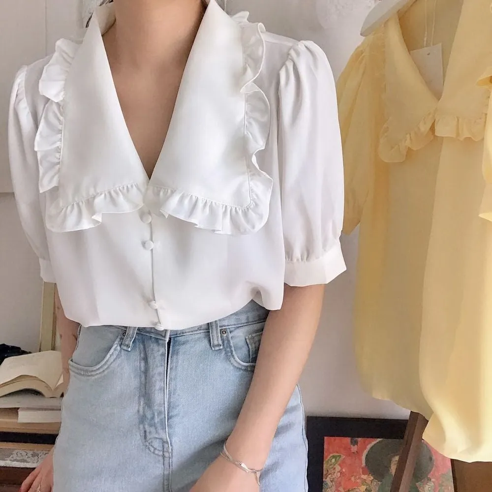 Ruffle Elegant Puff Sleeve Blouse Shirt