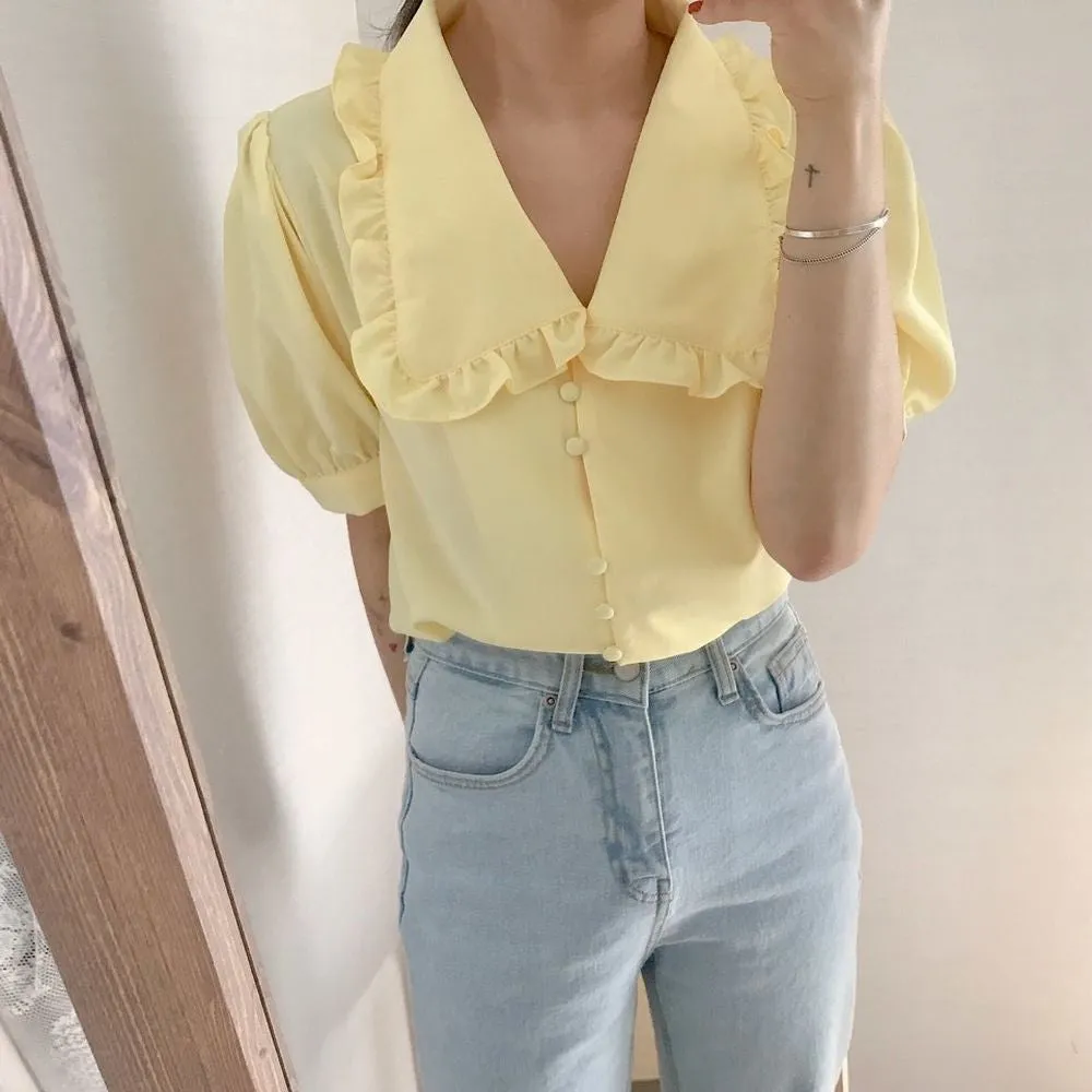 Ruffle Elegant Puff Sleeve Blouse Shirt