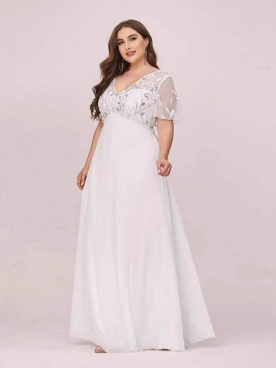 Sequin Print Evening Dresses for Women with Sleeves
