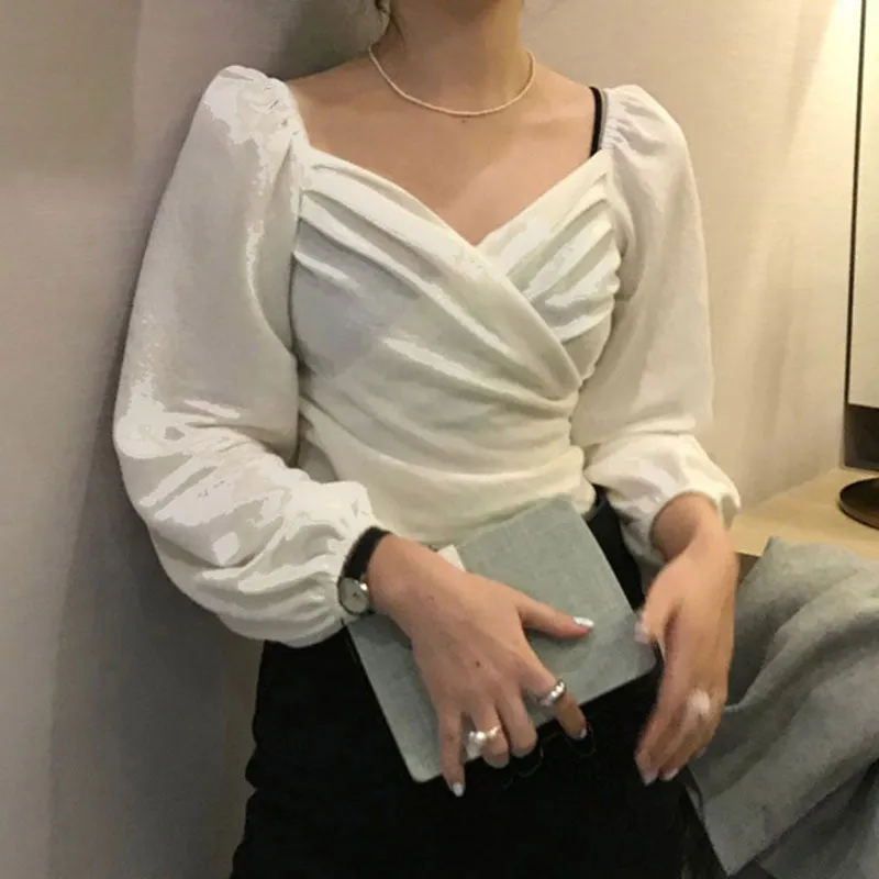 Sexy Puff Sleeve Slim Blouse Shirt