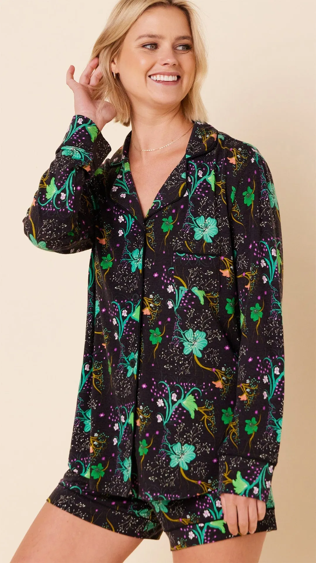 Stargazer Pima Knit Long-Sleeved Short Set