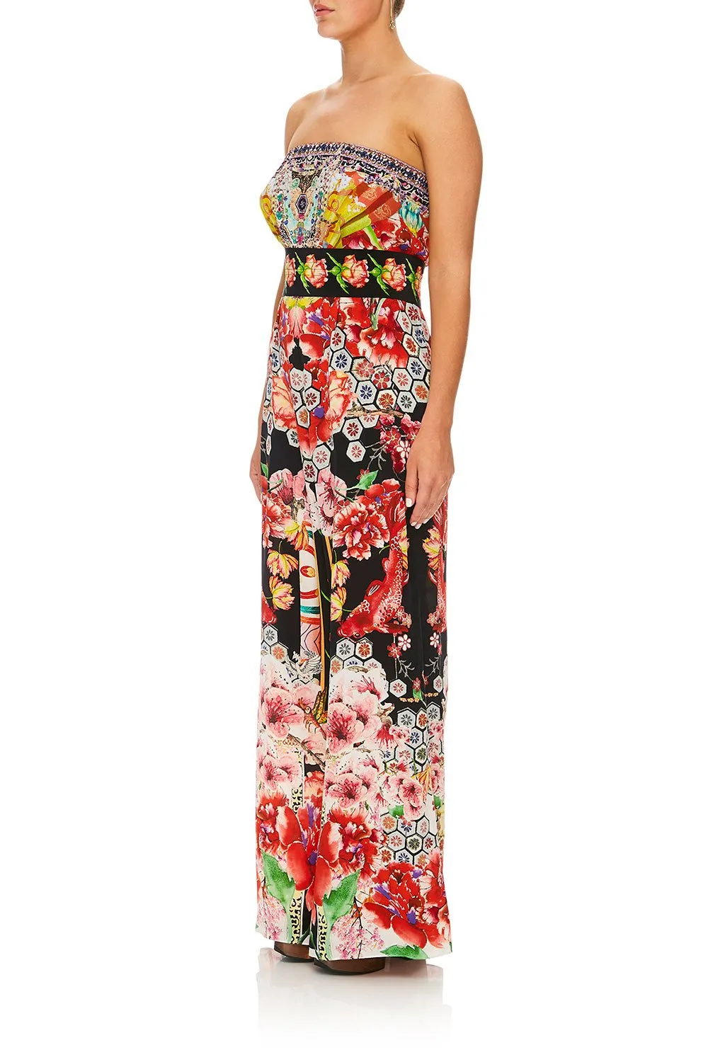 Strapless Jumpsuit W/ Belt- Painted Land