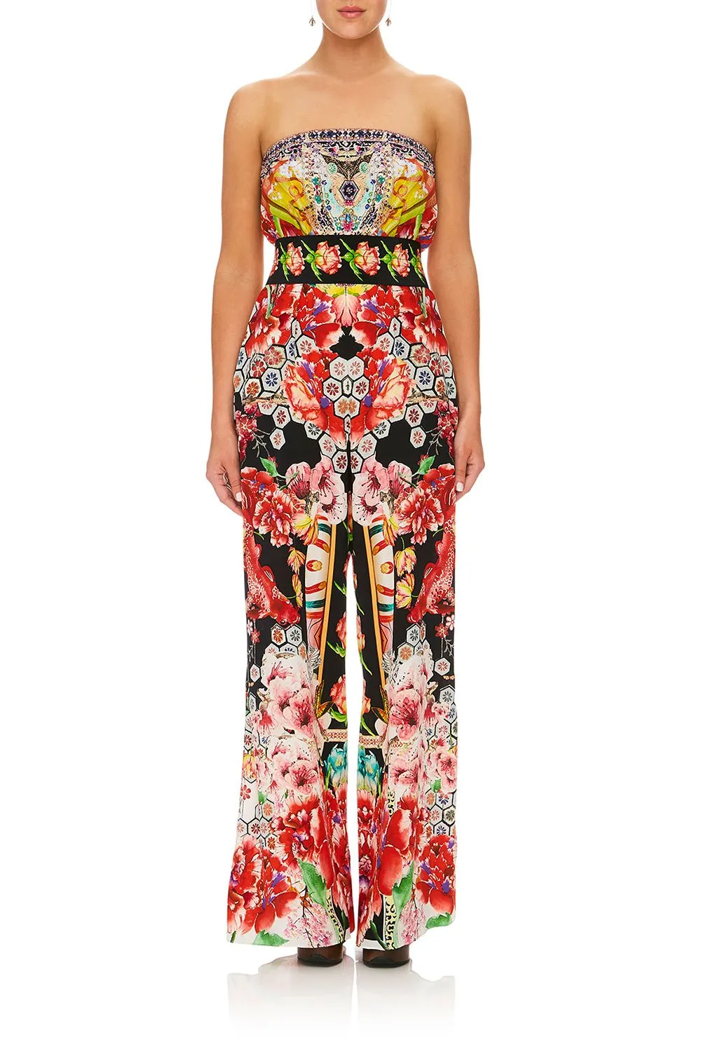 Strapless Jumpsuit W/ Belt- Painted Land