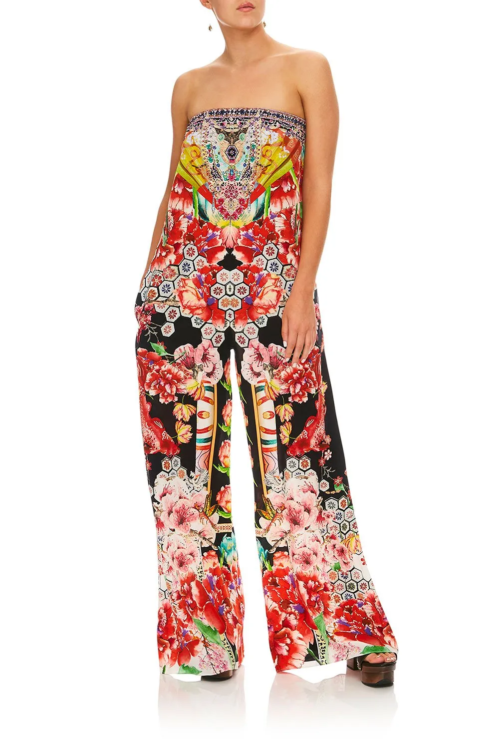 Strapless Jumpsuit W/ Belt- Painted Land