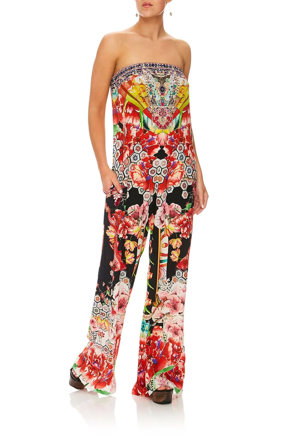 Strapless Jumpsuit W/ Belt- Painted Land