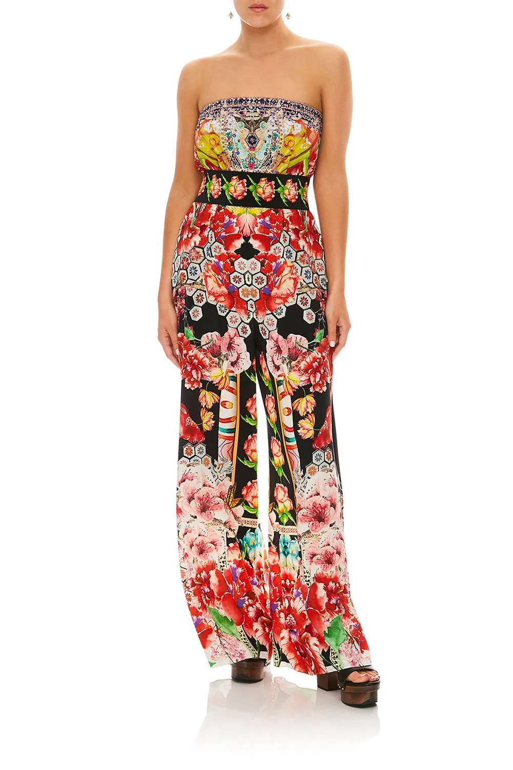 Strapless Jumpsuit W/ Belt- Painted Land