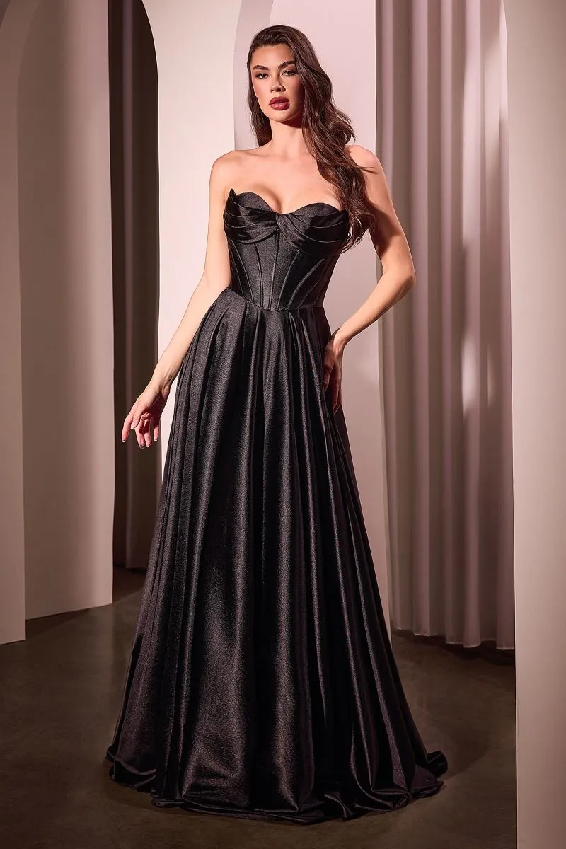STRAPLESS SATIN A-LINE DRESS CDCD378