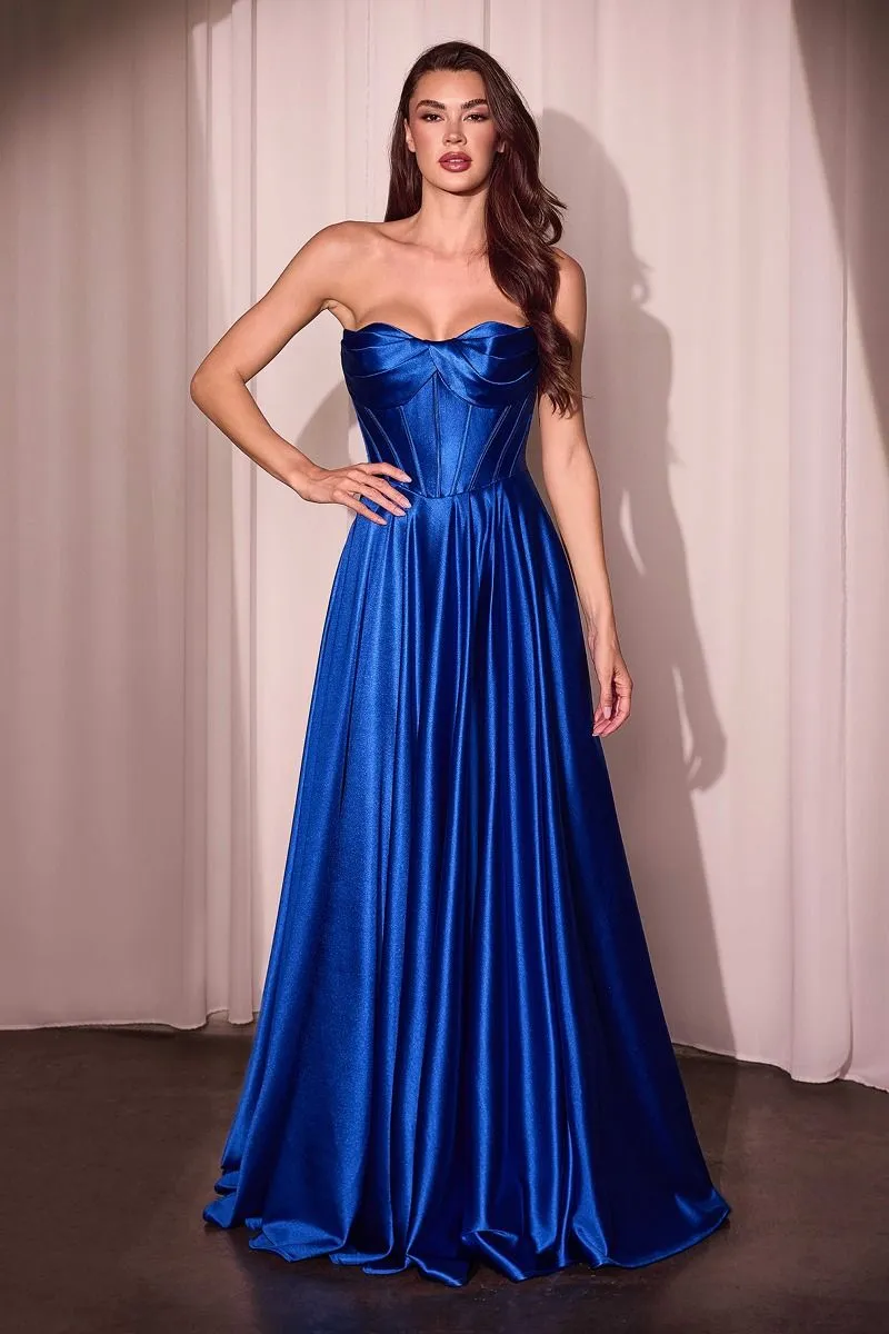 STRAPLESS SATIN A-LINE DRESS CDCD378