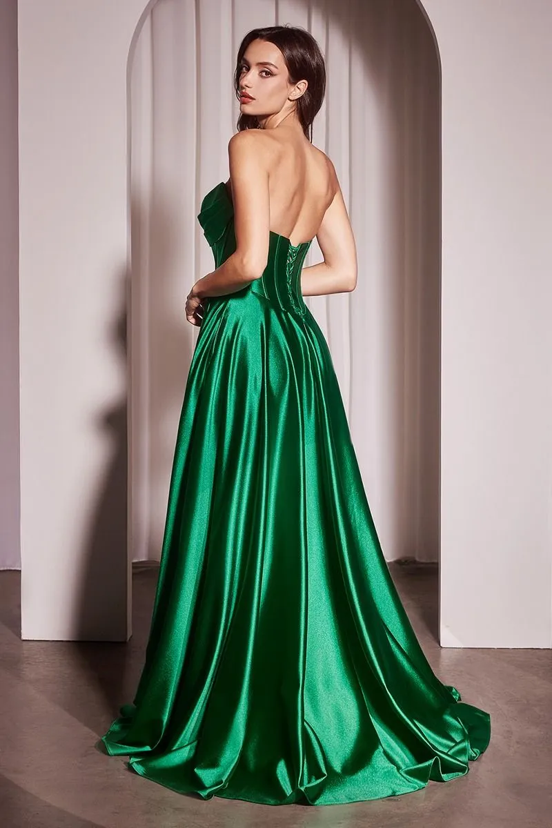 STRAPLESS SATIN A-LINE DRESS CDCD378