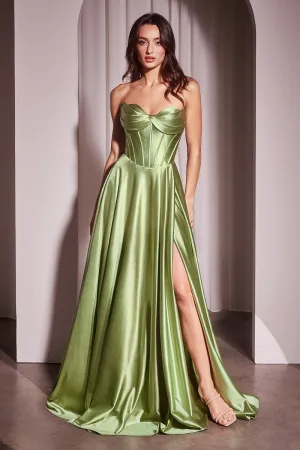 STRAPLESS SATIN A-LINE DRESS CDCD378