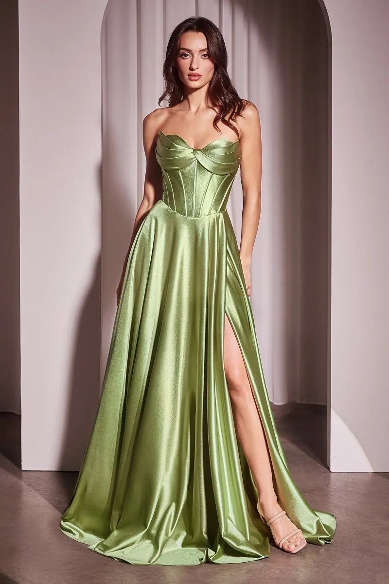 STRAPLESS SATIN A-LINE DRESS CDCD378