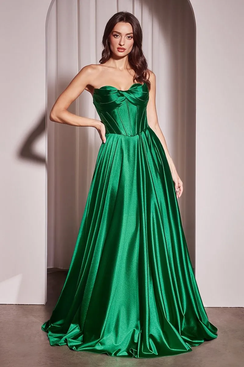 STRAPLESS SATIN A-LINE DRESS CDCD378