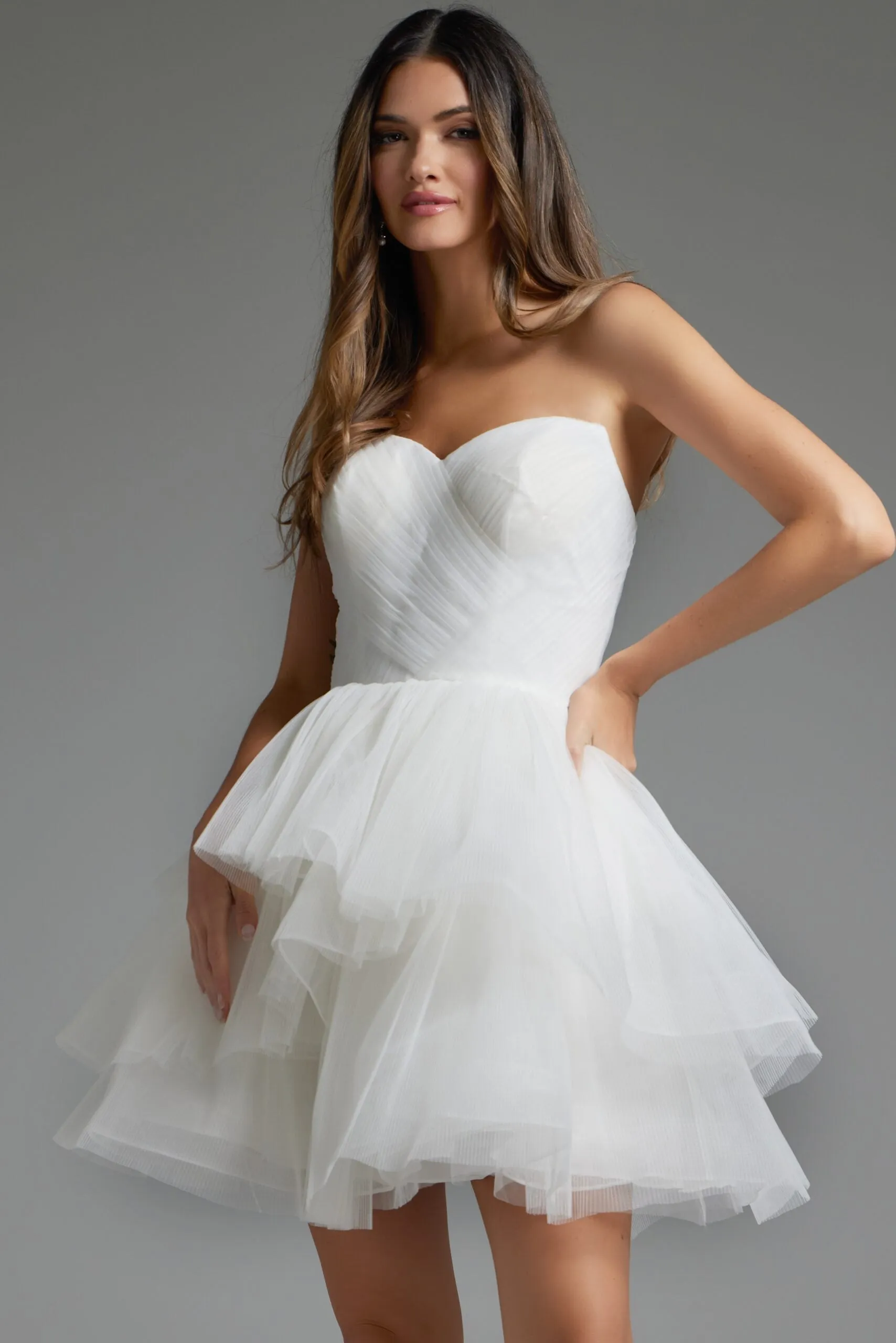 Tulle Short Strapless A-line Dress by Jovani 41054